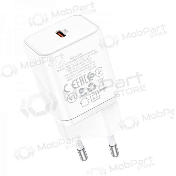 Ladegerät buitinis Borofone BN6 Type-C PD+QC3.0 20W, Weiß