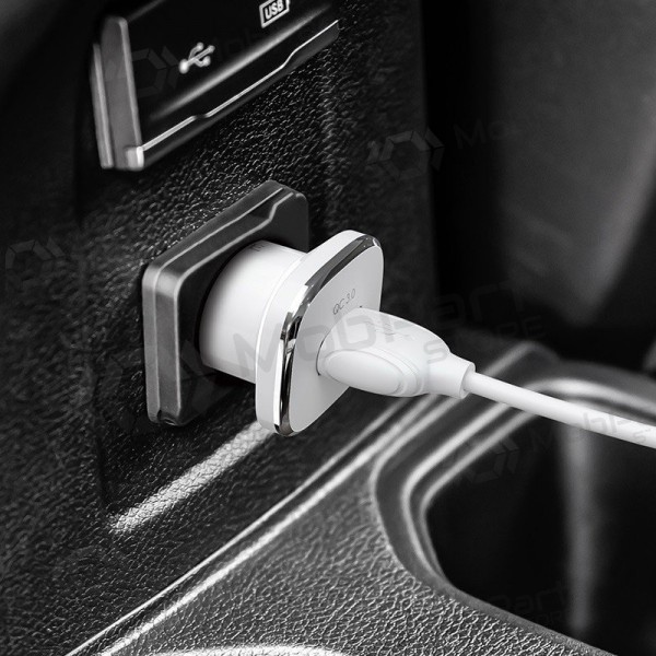 Ladegerät automobilinis Borofone BZ12A Quick Charge 3.0 + Type-C (Weiß)