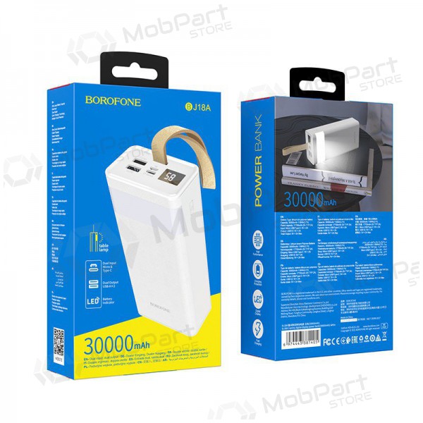 externe Batterie Power Bank Borofone BJ18A 2xUSB 2A 30000mAh Weiß