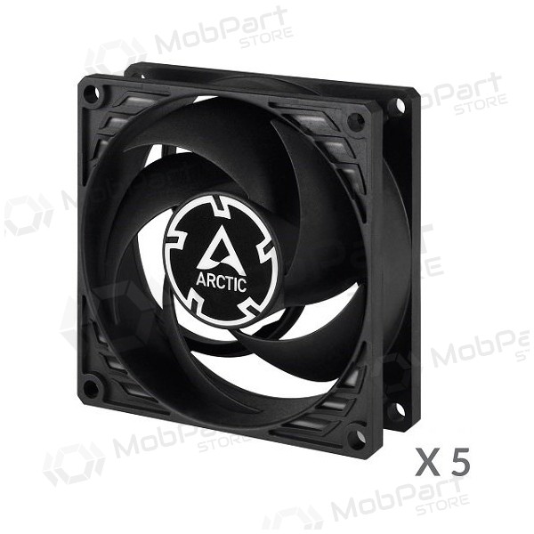 ARCTIC P8 Silent ypač tylūs korpuso ventiliatoriai, 3-pin, 80mm, juodi, 5 Stck.