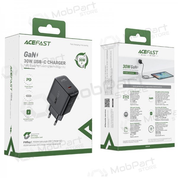 Ladegerät buitinis Acefast A21 30W GaN USB-C Schwarz