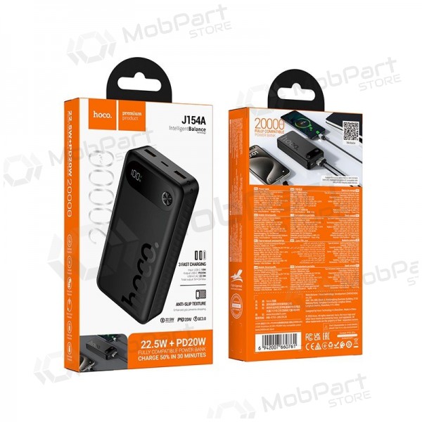 externe Batterie Power Bank Hoco J154A 22.5W 20000mAh Schwarz