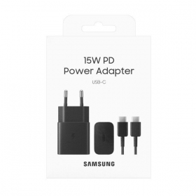 Ladegerät original Samsung EP-T1510XBEGEU 15W + Kabel Type-C 1m im Paket Schwarz