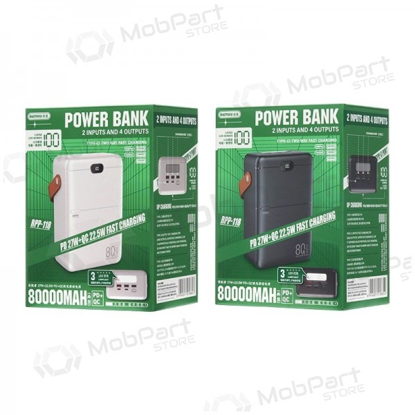 externe Batterie Power Bank Remax RPP-118 22.5W 80000mAh Schwarz