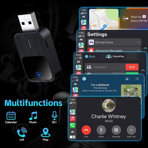 Kabelloser CarPlay/Android Auto Adapter Reach K2 schwarz