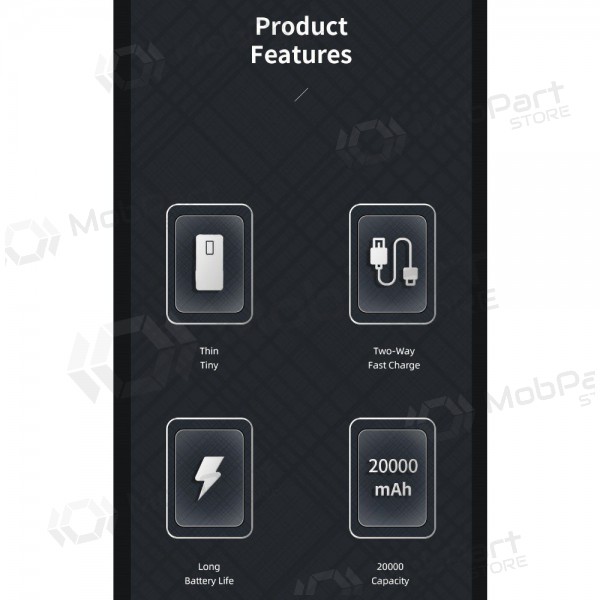 externe Batterie Power Bank Awei P6K 5V/2.1A 20000mAh Schwarz