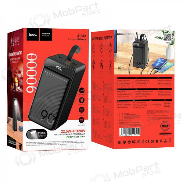 externe Batterie Power Bank Hoco J123D 22.5W+PD20W 90000mAh Schwarz