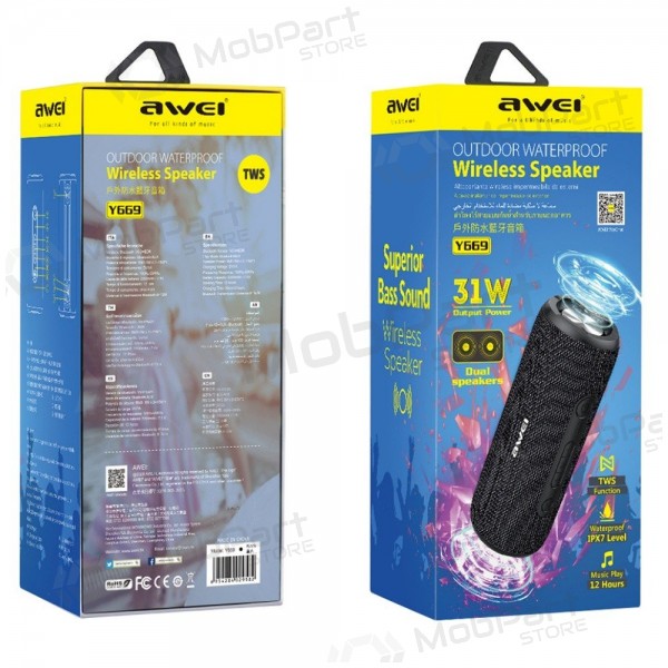 Bluetooth tragbarer Lautsprecher Awei Y669 31W Schwarz