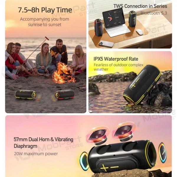 Bluetooth tragbarer Lautsprecher Awei KA5 20W Schwarz