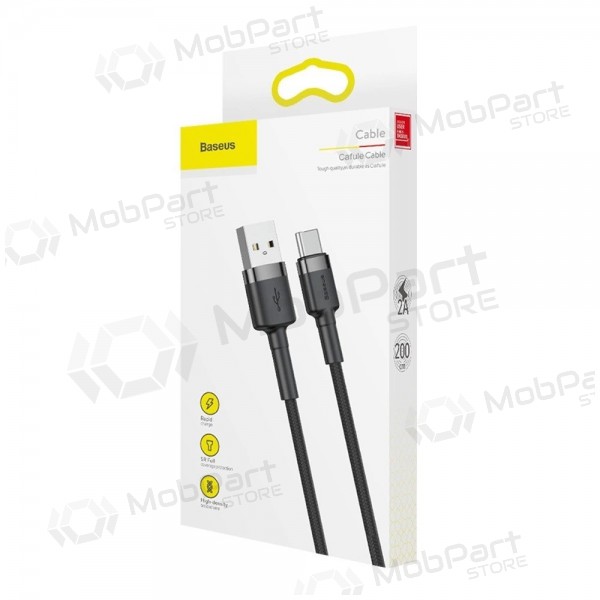USB-C Kabel Baseus Cafule 2m 2A (Grau-Schwarz) CATKLF-CG1