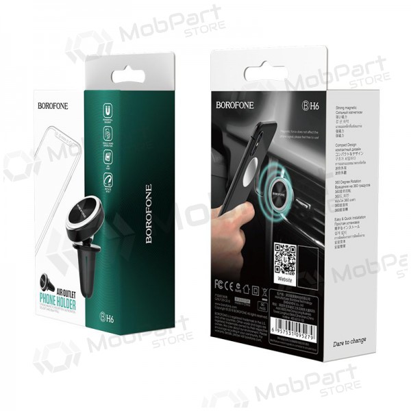 Automobilinis Universal telefono laikiklis Borofone BH6, mounted on ventilation grilles, magnetic, Schwarz