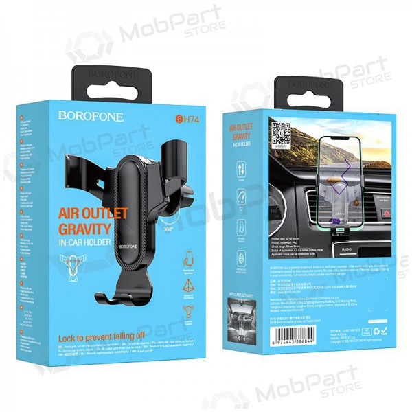 Automobilinis Universal telefono laikiklis Borofone BH74 mounted on ventilation grilles, Schwarz